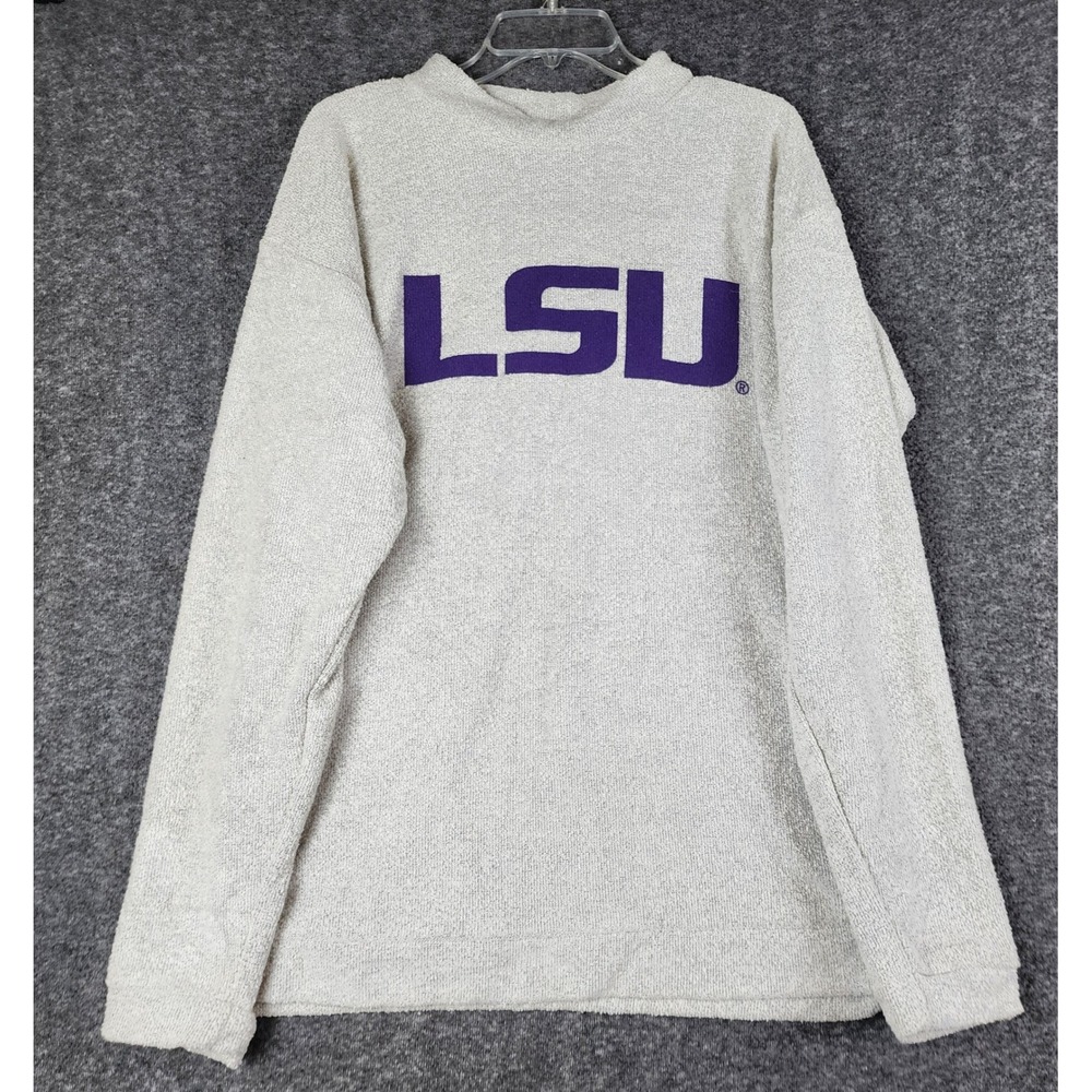 Woolly Threads LSU Pullover Mens Large Cream Textured Original Woolly USA Made